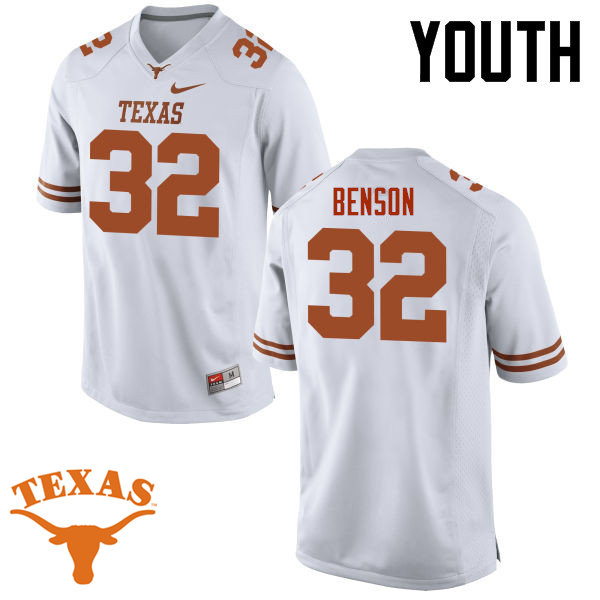 Youth #32 Cedric Benson Texas Longhorns College Football Jerseys-White